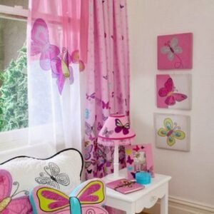 kız çocuk pembe perde modelleri